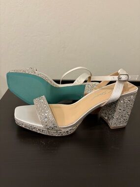 Betsey Johnson x David’s Bridal Crystal Embellished Block Heel Platform Sandals